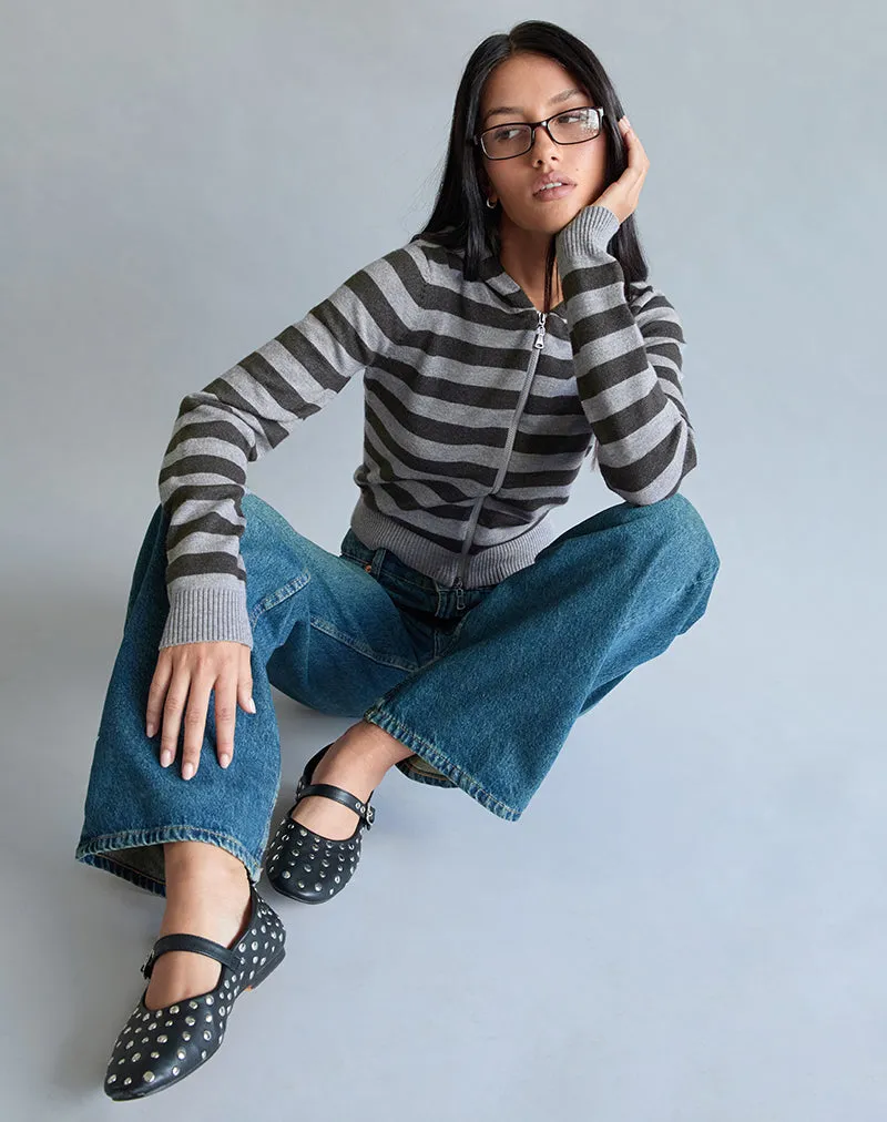 Cozyra Hooded Jacket in Stripe Grey sold by Motel Rocks product image thumbnail 4