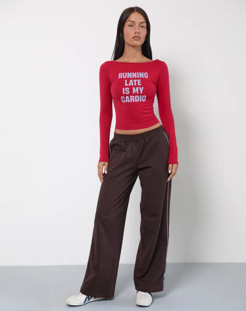 Amabon Long Sleeve Top in Adrenaline Red with Running Late Slogan sold by Motel Rocks product image thumbnail 4