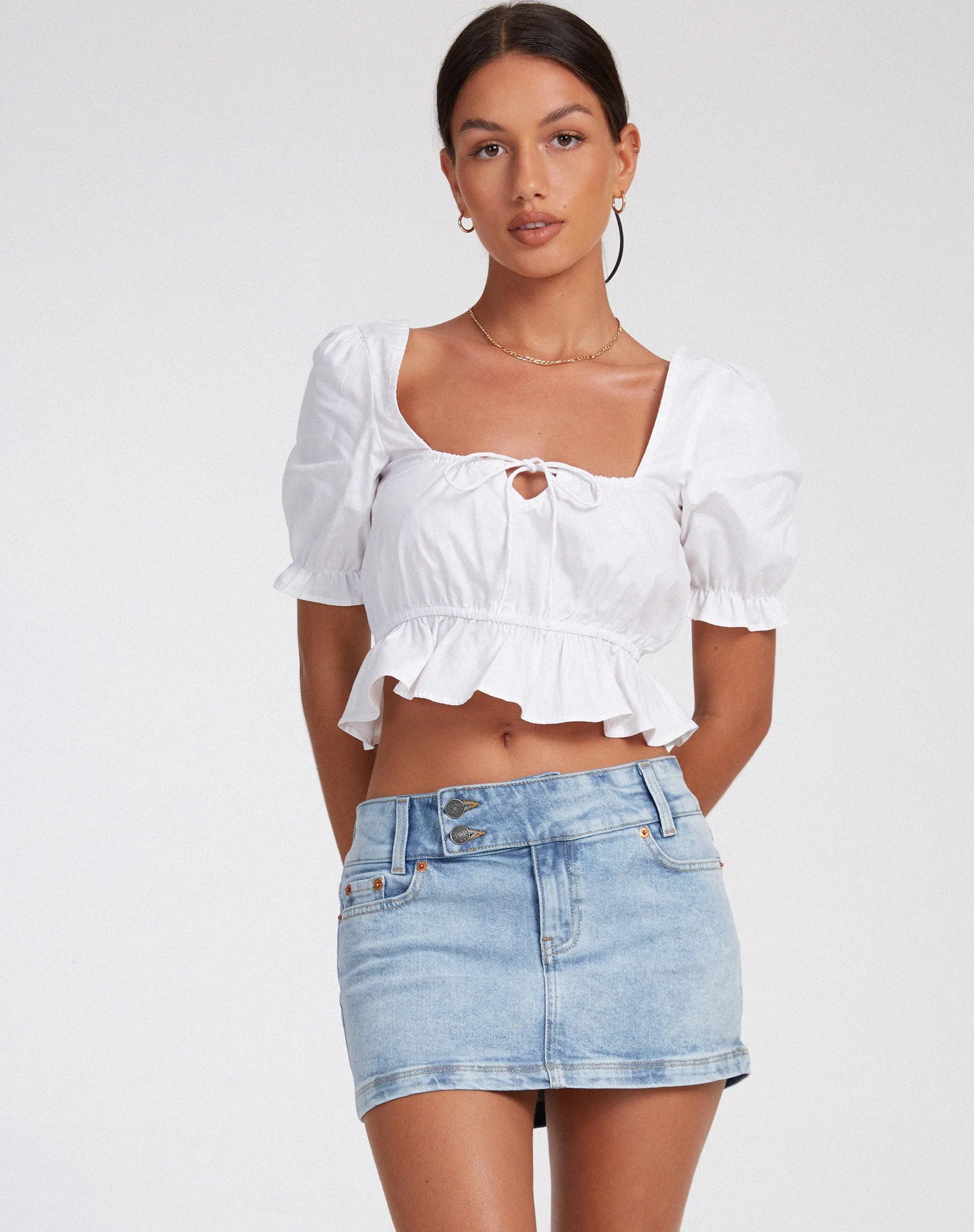 Slate Crop Top in Poplin White sold by Motel Rocks product image thumbnail 2