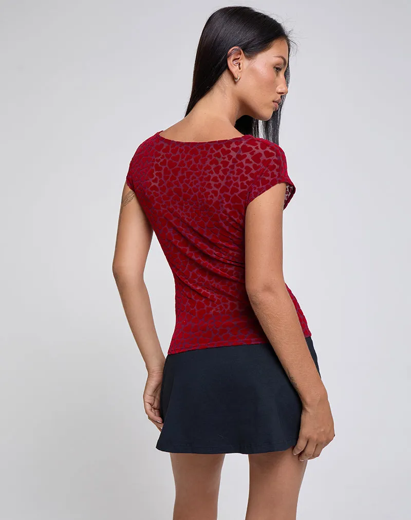 Nova Top in Heart Flock Maroon sold by Motel Rocks product image thumbnail 3