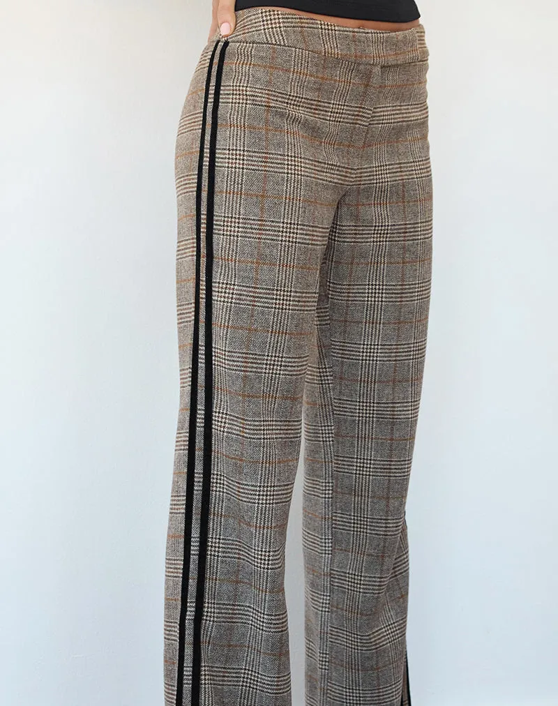 Fatina Trouser in Brown Check with Side Stripe sold by Motel Rocks product image thumbnail 5