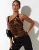 Adiba Crop Top in Satin Brown sold by Motel Rocks