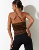 Adiba Crop Top in Satin Brown sold by Motel Rocks