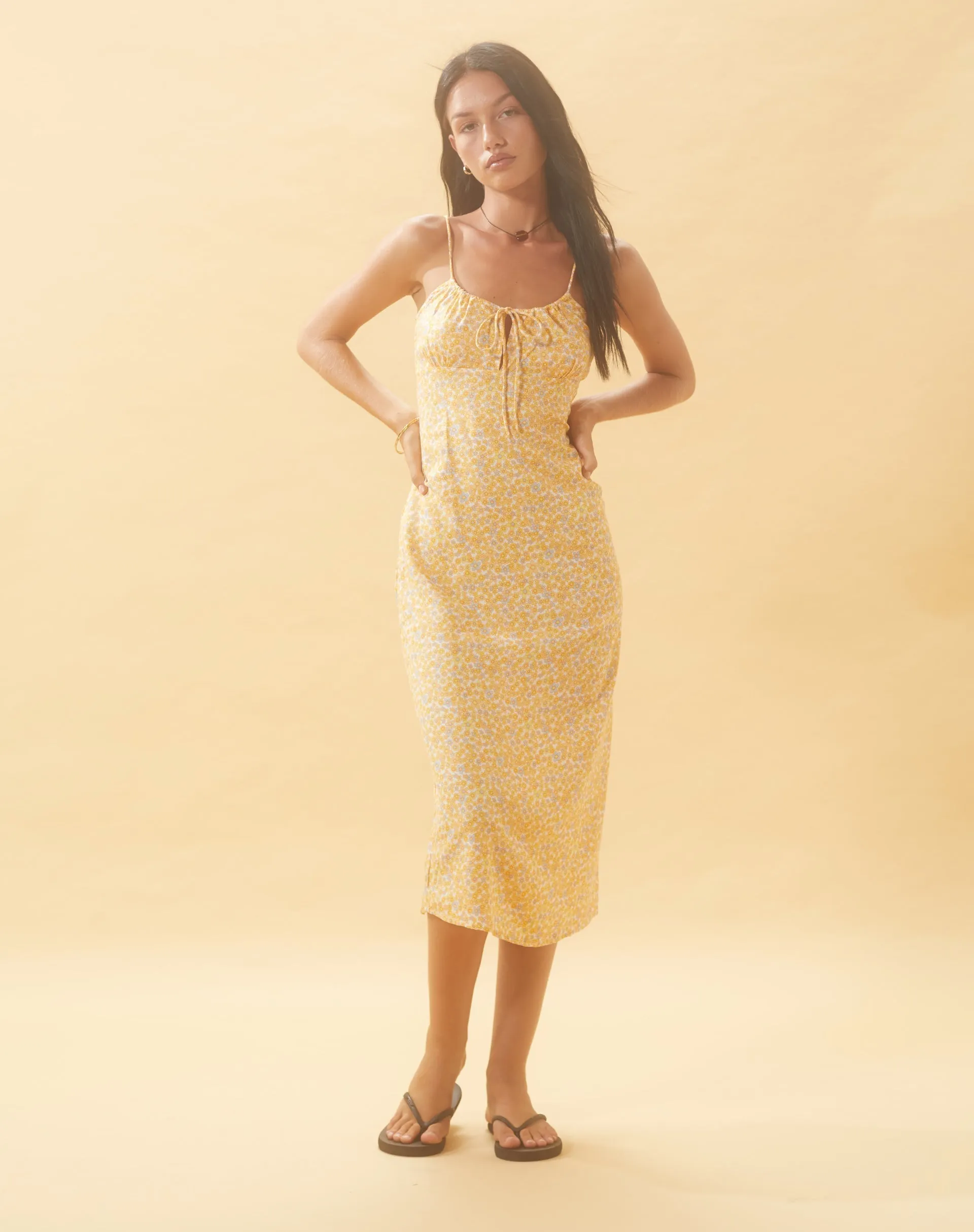 Cessilie Midi Dress in Flower Garden Yellow sold by Motel Rocks product image thumbnail 5