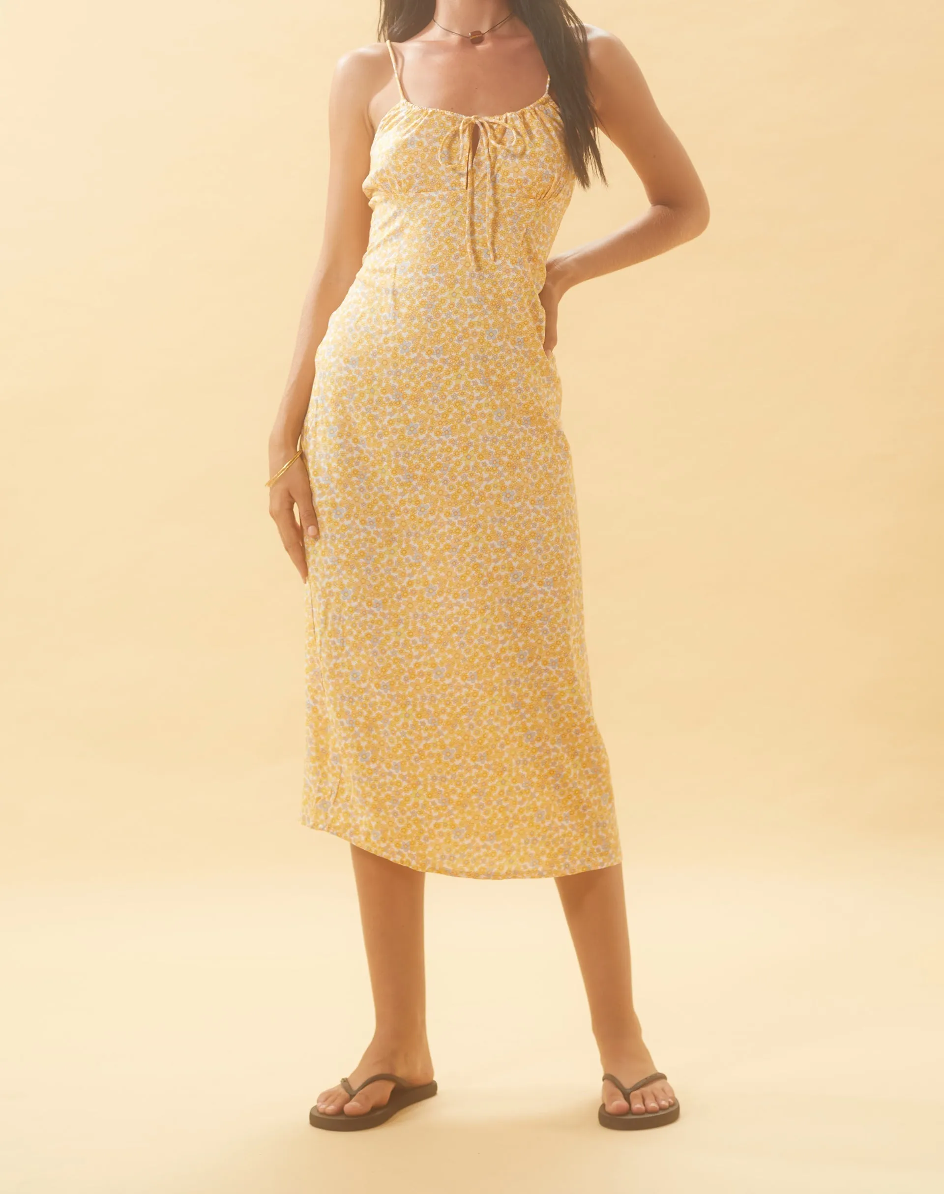 Cessilie Midi Dress in Flower Garden Yellow sold by Motel Rocks product image thumbnail 2