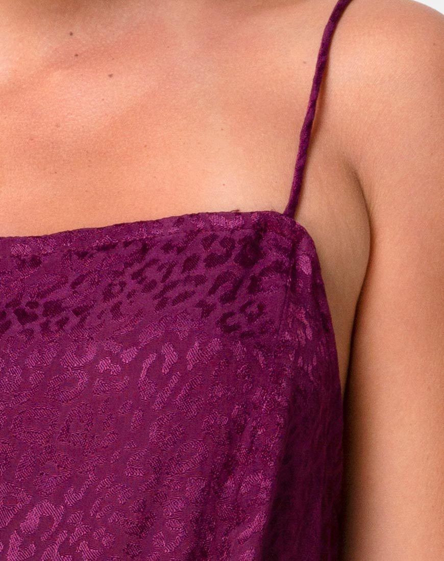 Datista Slip Dress in Satin Cheetah Grape sold by Motel Rocks product image thumbnail 5