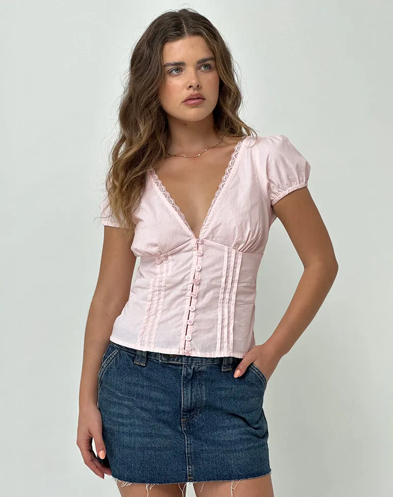 Ilias Corset Top in Poplin Light Pink sold by Motel Rocks product image thumbnail 5