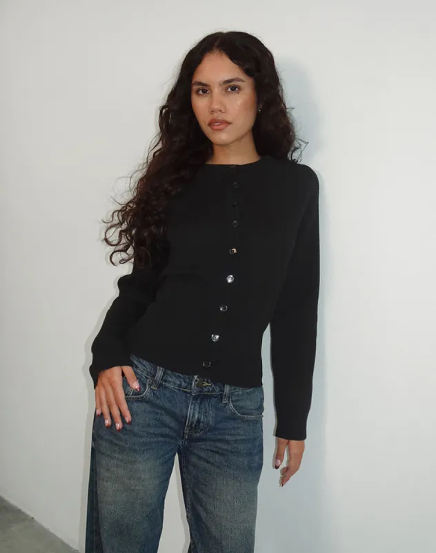 Subra Long Sleeve Cardigan in Black sold by Motel Rocks
