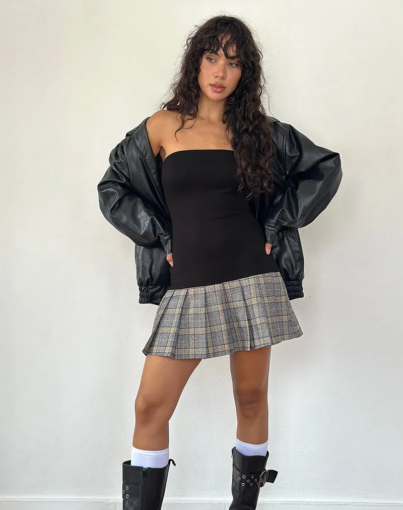 Terdayu Bandeau Pleated Mini Dress in Black Grey Check sold by Motel Rocks product image thumbnail 4