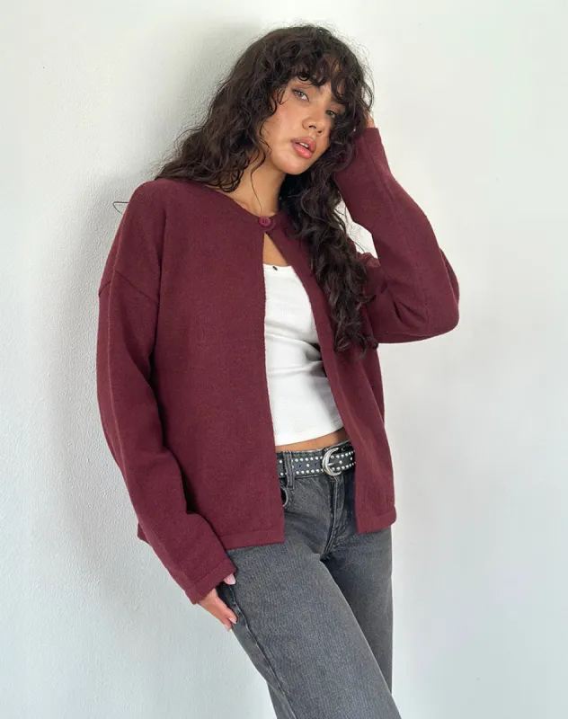 Maureen Cardigan in Wine sold by Motel Rocks