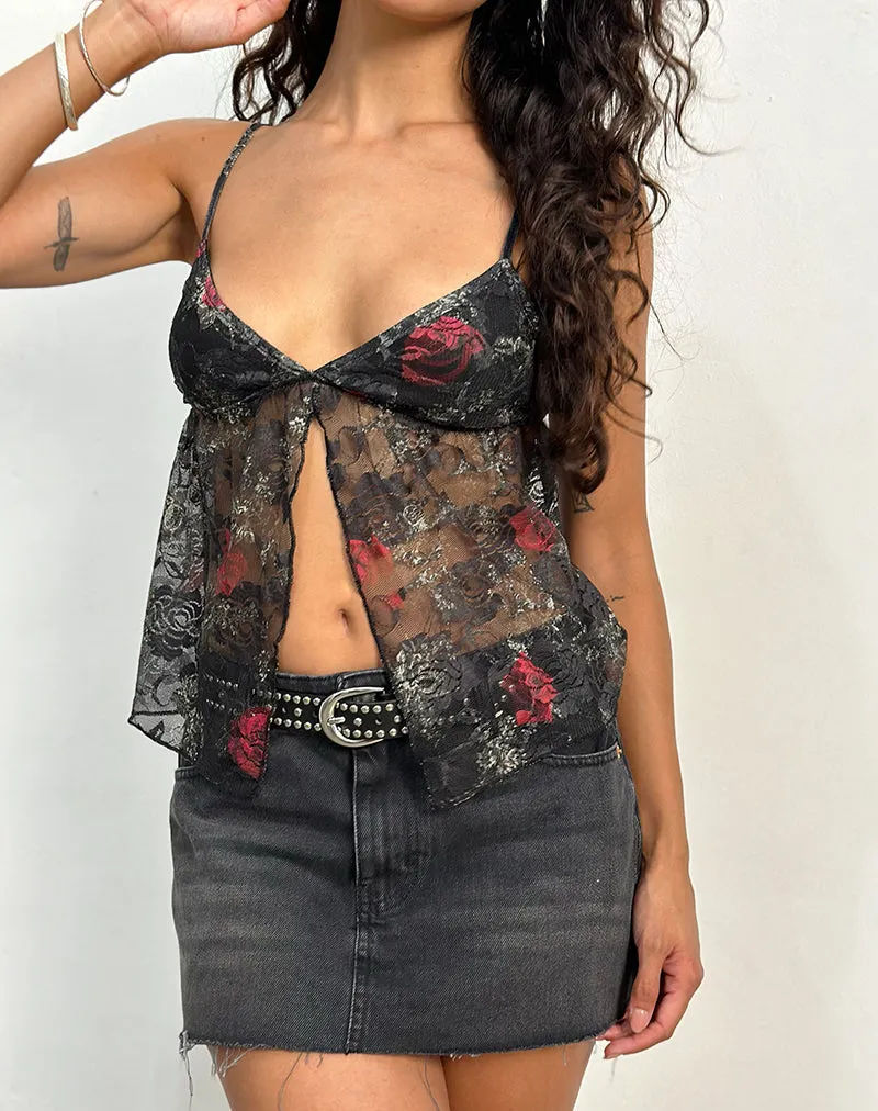 Nukara Butterfly Top in Lace Midnight Bloom sold by Motel Rocks product image thumbnail 2