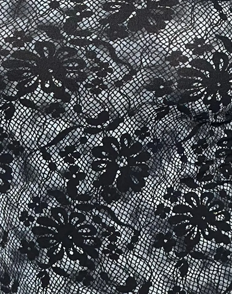 Lutana Bardot Long Sleeve Top in Midnight Floral Grey sold by Motel Rocks product image thumbnail 5