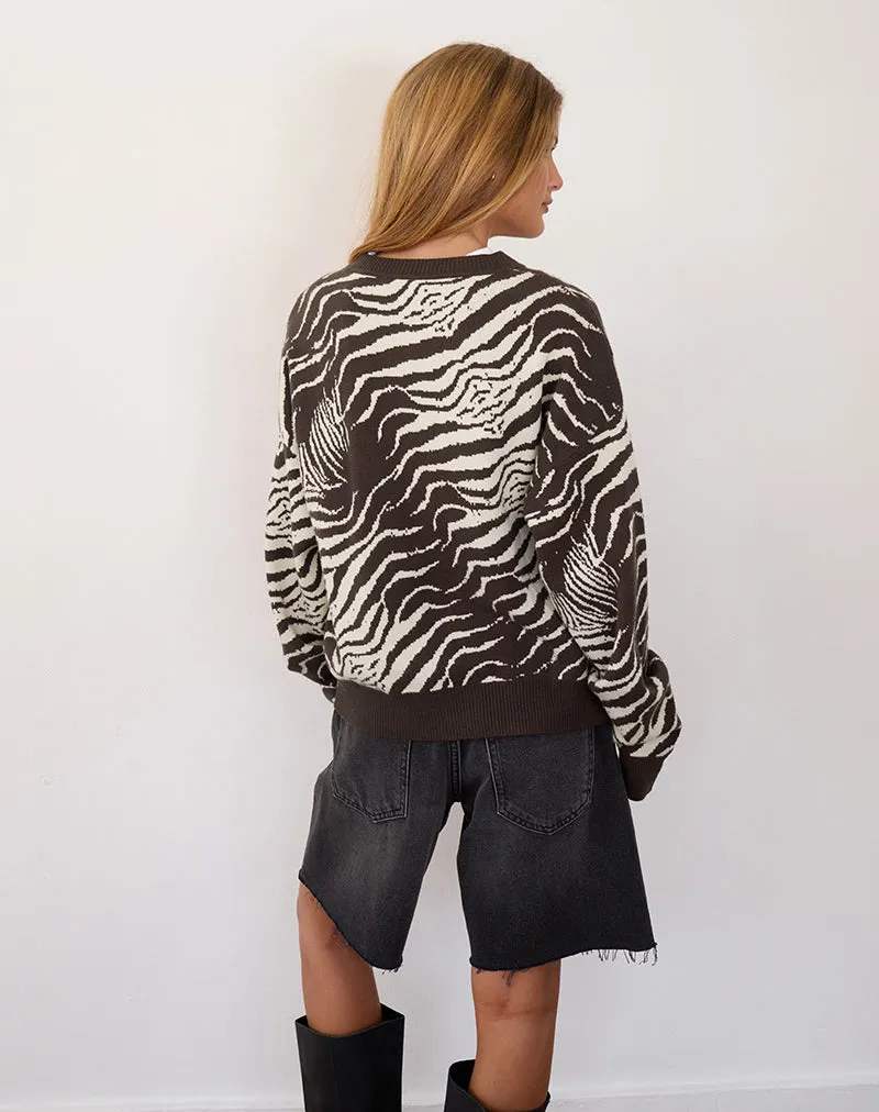Luceta Knitted Cardigan in Wild Animal sold by Motel Rocks product image thumbnail 4