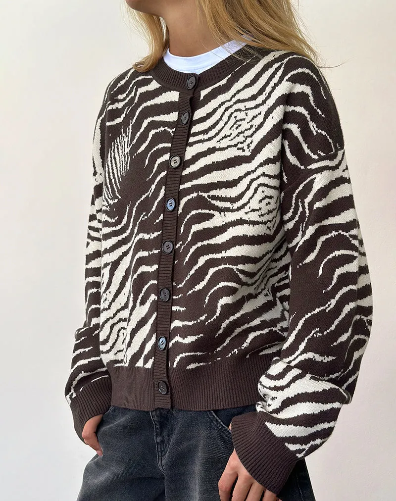 Luceta Knitted Cardigan in Wild Animal sold by Motel Rocks product image thumbnail 2