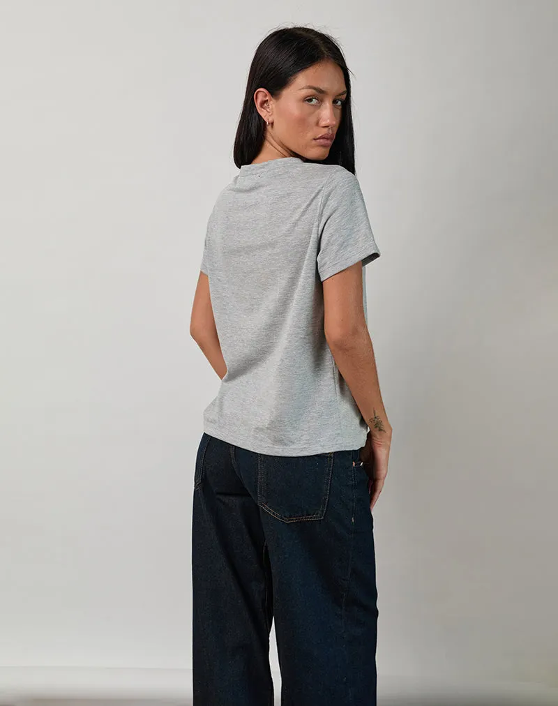 Saki Tee in Grey Marl with I Love OOO Graphic sold by Motel Rocks product image thumbnail 3