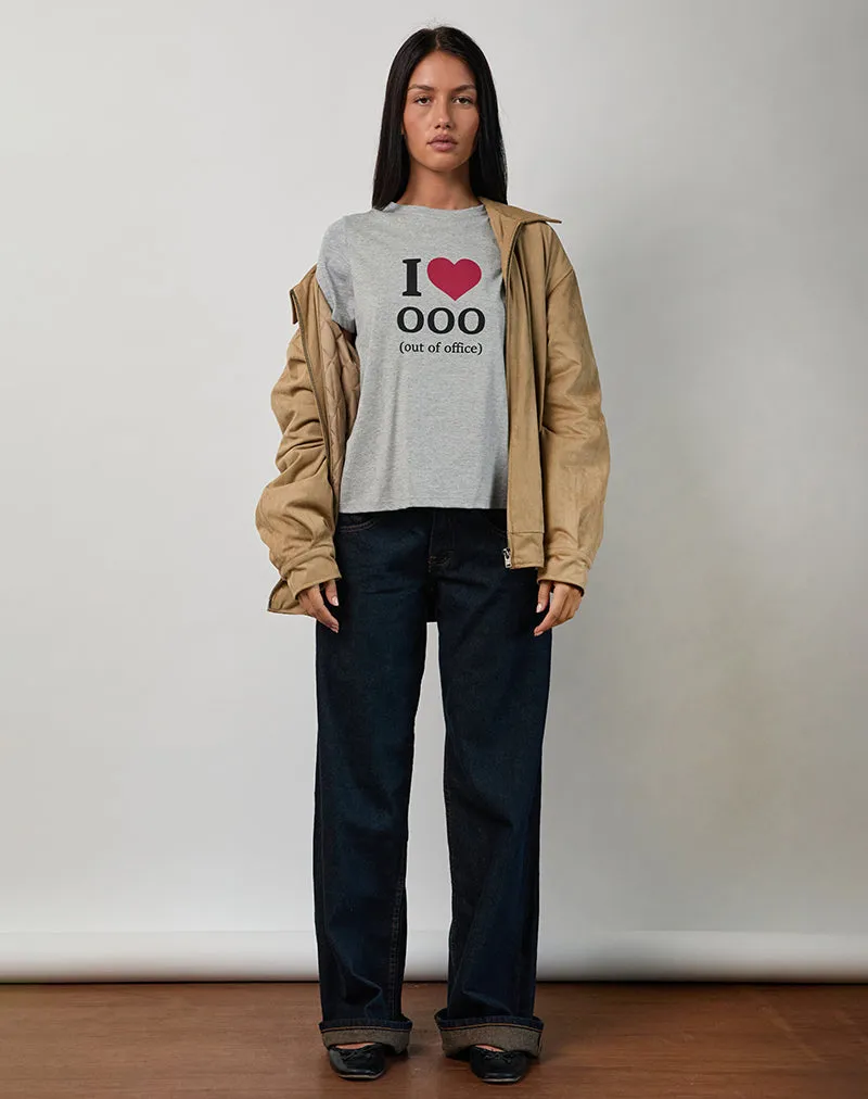 Saki Tee in Grey Marl with I Love OOO Graphic sold by Motel Rocks product image thumbnail 2