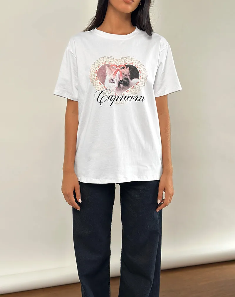 Oversize Basic Tee in White with Capricorn Motel Pet Print sold by Motel Rocks product image thumbnail 3