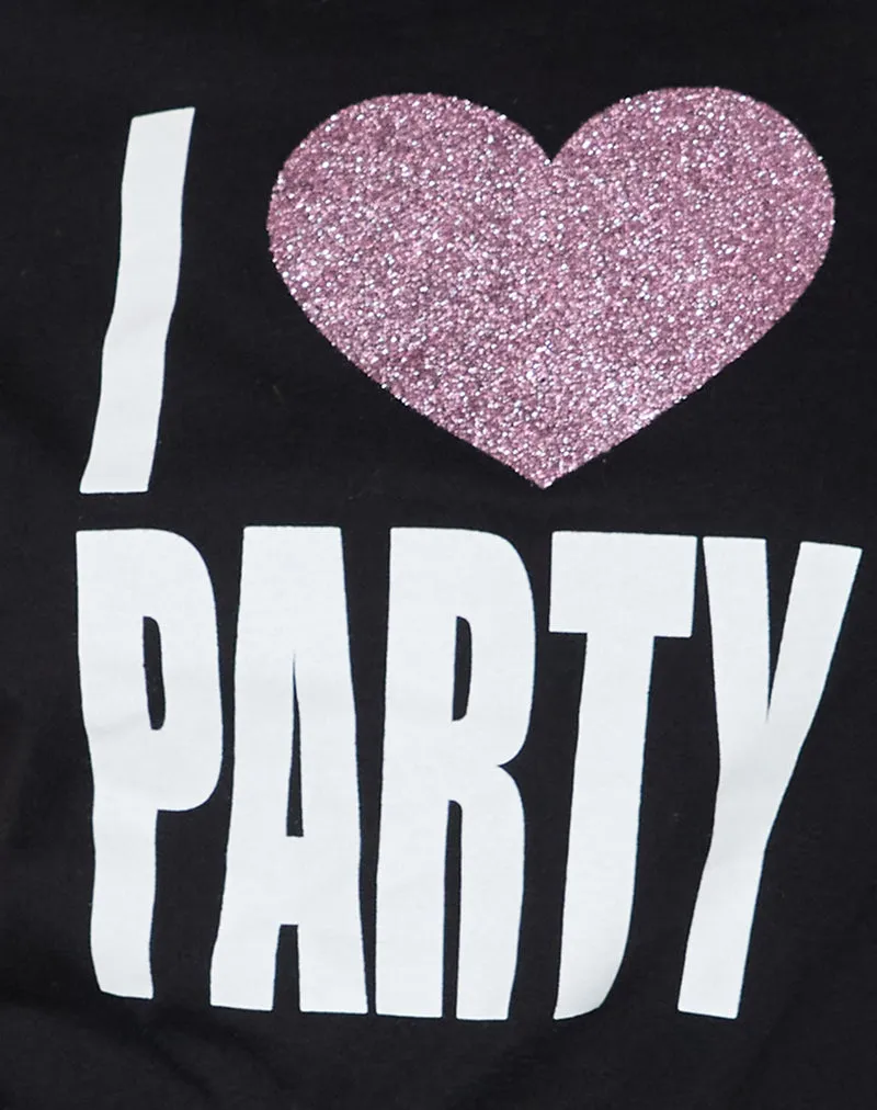 Saki Tee in Black I Love Party Print sold by Motel Rocks product image thumbnail 5