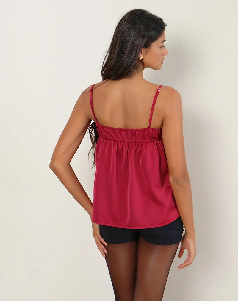 Camden Longline Cami Top in Satin Red sold by Motel Rocks product image thumbnail 3