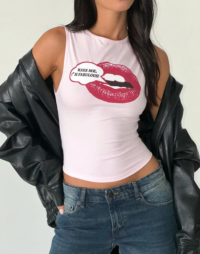 Leen Tank Top in Pink with Kiss Me I'm Fab Graphic sold by Motel Rocks product image thumbnail 2