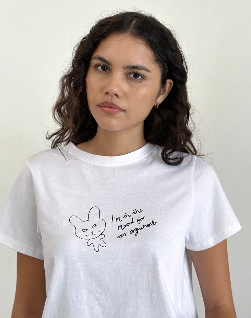Saki Tee in White Argument Mood Print sold by Motel Rocks product image thumbnail 3
