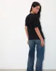 Blaine Oversized Tee in Black with 86 White Lace Embroidery sold by Motel Rocks