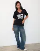 Blaine Oversized Tee in Black with 86 White Lace Embroidery sold by Motel Rocks