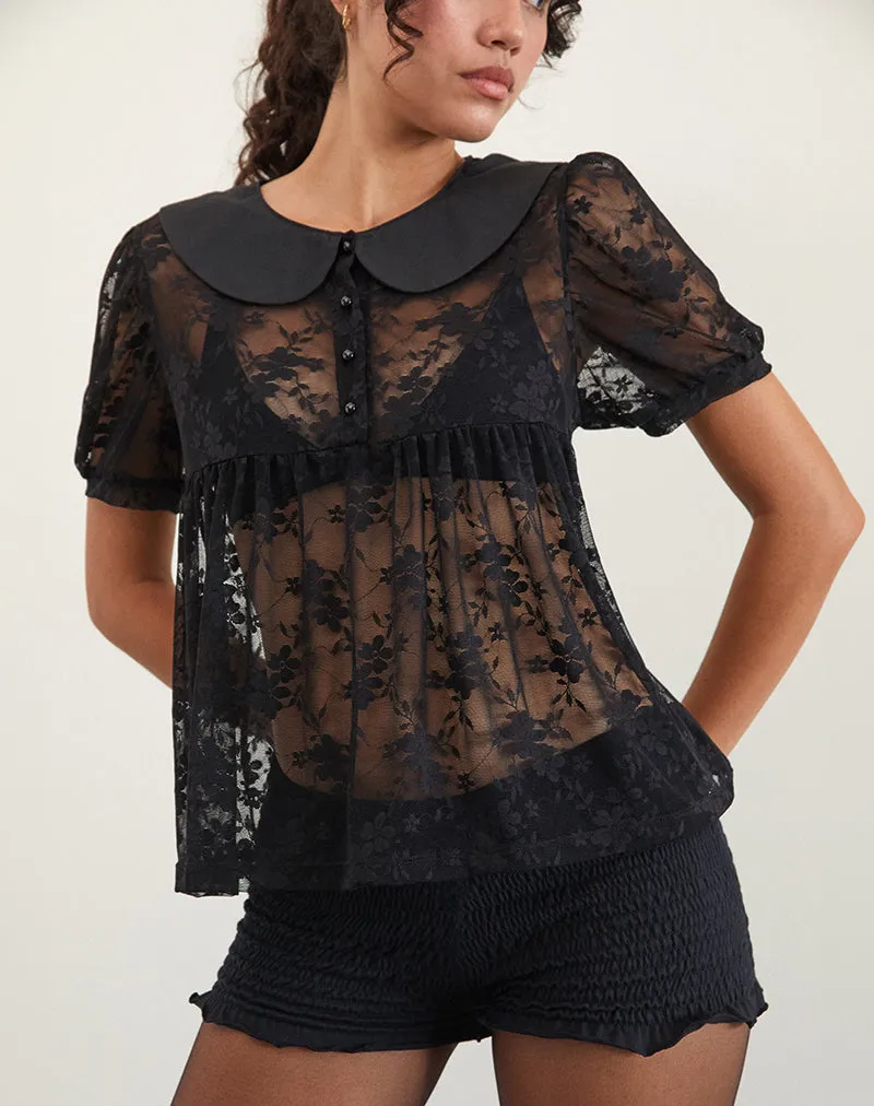 Rochea Blouse in Unlined Lace Black sold by Motel Rocks product image thumbnail 2