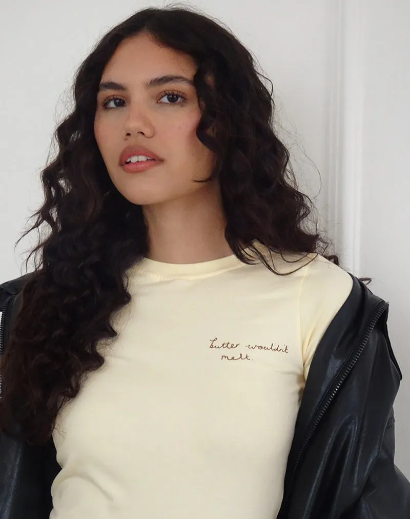 Sutin Tee in Buttermilk with Butter Wouldn't Melt Motif sold by Motel Rocks product image thumbnail 5