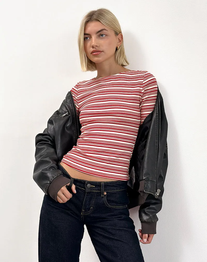 Haruka Top in Stripe Red and White sold by Motel Rocks product image thumbnail 3