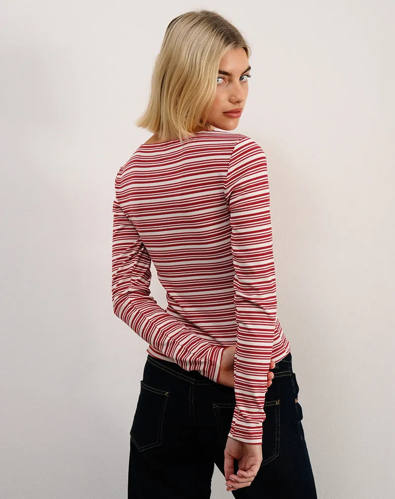 Haruka Top in Stripe Red and White sold by Motel Rocks product image thumbnail 2