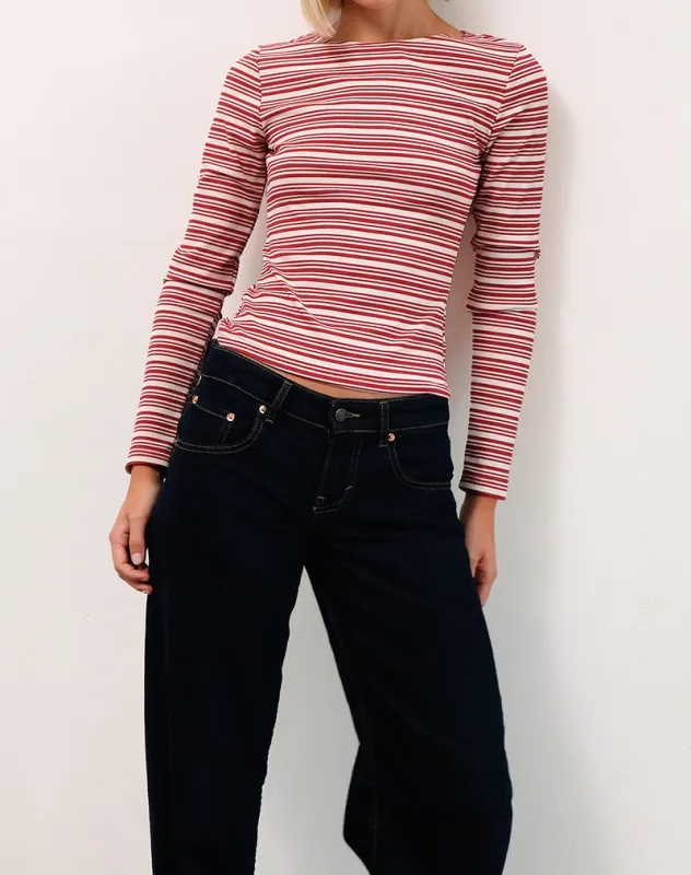 Haruka Top in Stripe Red and White made by Motel Rocks