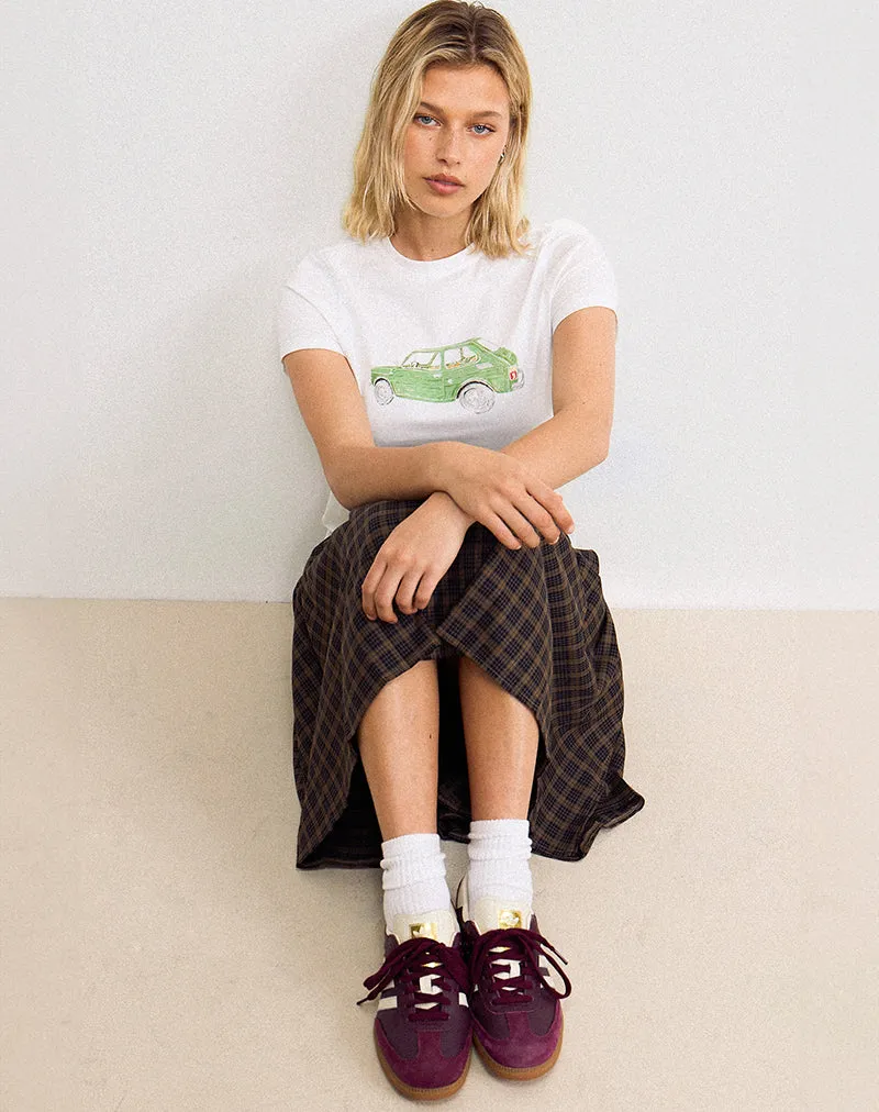 Saki Tee in White with Green Car sold by Motel Rocks product image thumbnail 4