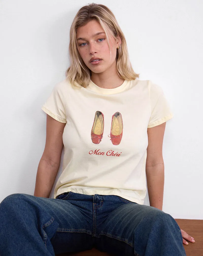 Saki Tee in Buttermilk with Mon Cheri Print sold by Motel Rocks product image thumbnail 2