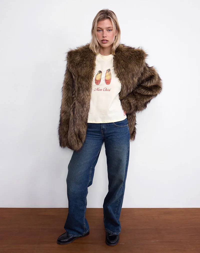 Saki Tee in Buttermilk with Mon Cheri Print sold by Motel Rocks product image thumbnail 5