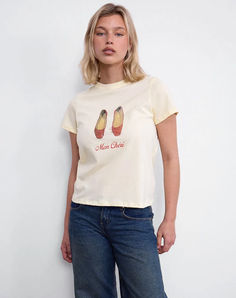 Saki Tee in Buttermilk with Mon Cheri Print sold by Motel Rocks product image thumbnail 3