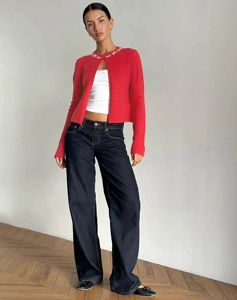 Wunara Cardigan in Red with Pink Bows sold by Motel Rocks product image thumbnail 4