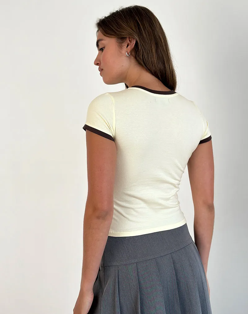 Sutin Tee in Yellow Buttermilk with 5 Emblem and Red Mahogany Binding sold by Motel Rocks product image thumbnail 5