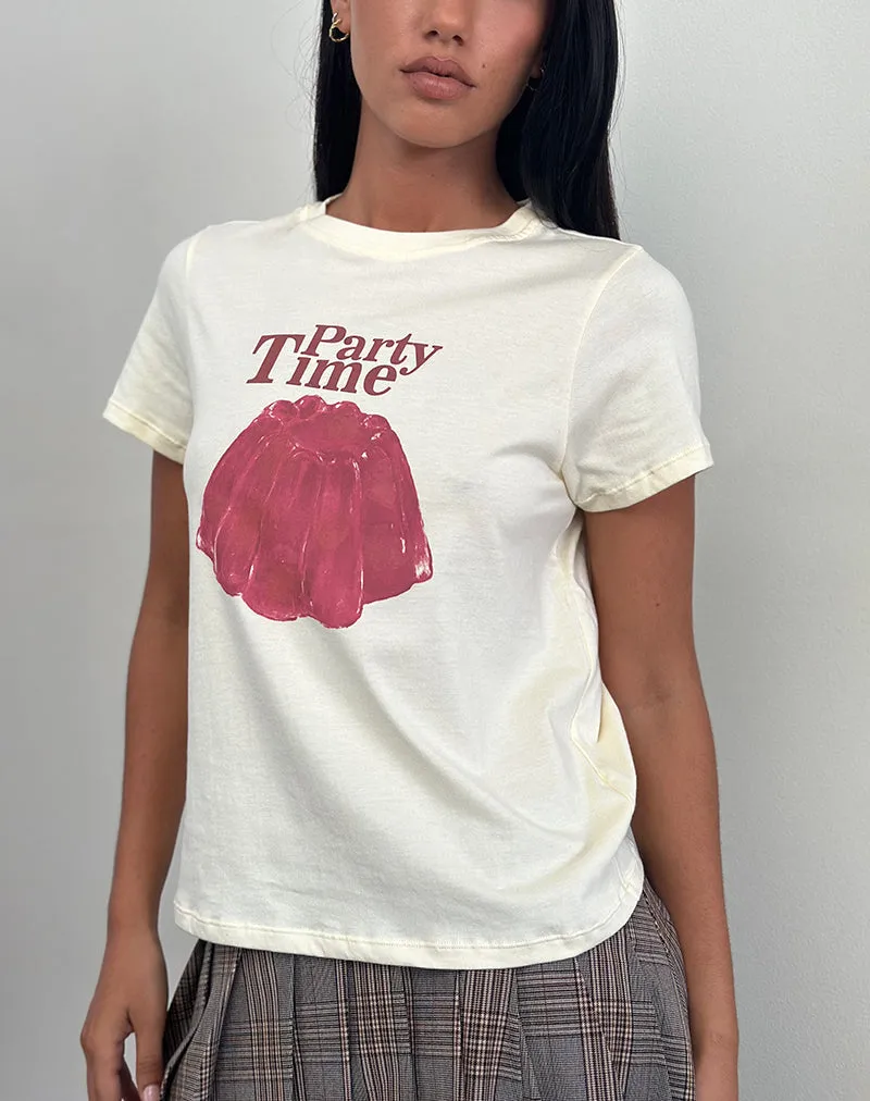 Saki Tee in Buttermilk with Party Time Print sold by Motel Rocks product image thumbnail 2