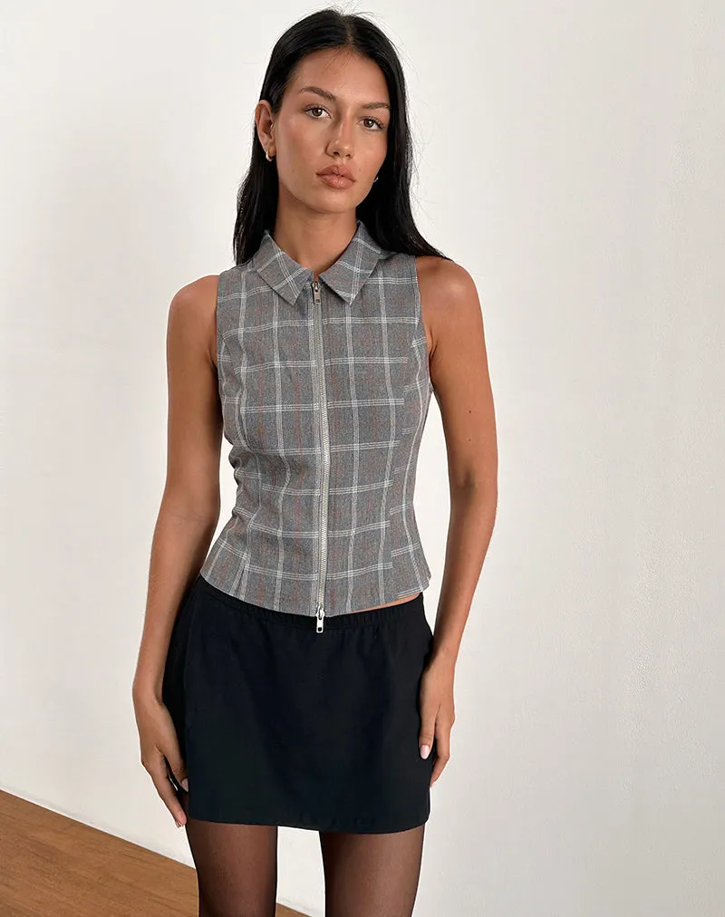 Janae Zip Vest Top in Grey Check sold by Motel Rocks product image thumbnail 4