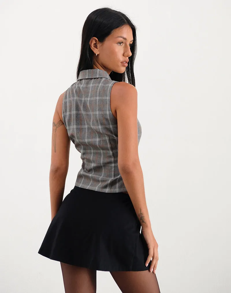 Janae Zip Vest Top in Grey Check sold by Motel Rocks product image thumbnail 5