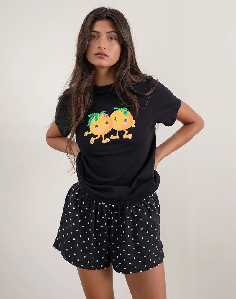 Saki Tee in Black with Printed Squeeze Me Orange sold by Motel Rocks product image thumbnail 4