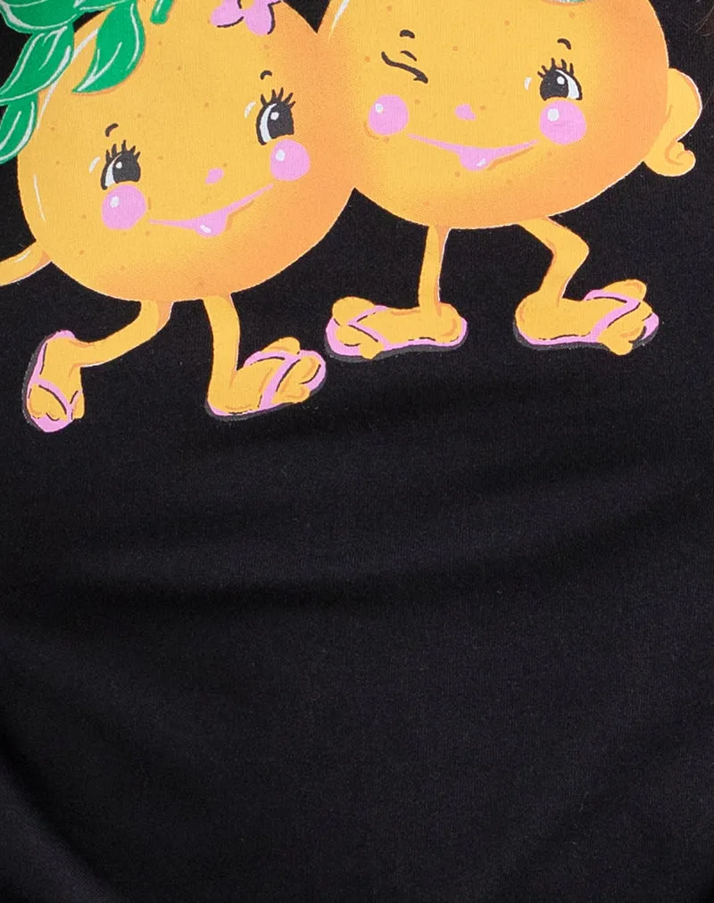 Saki Tee in Black with Printed Squeeze Me Orange sold by Motel Rocks product image thumbnail 5