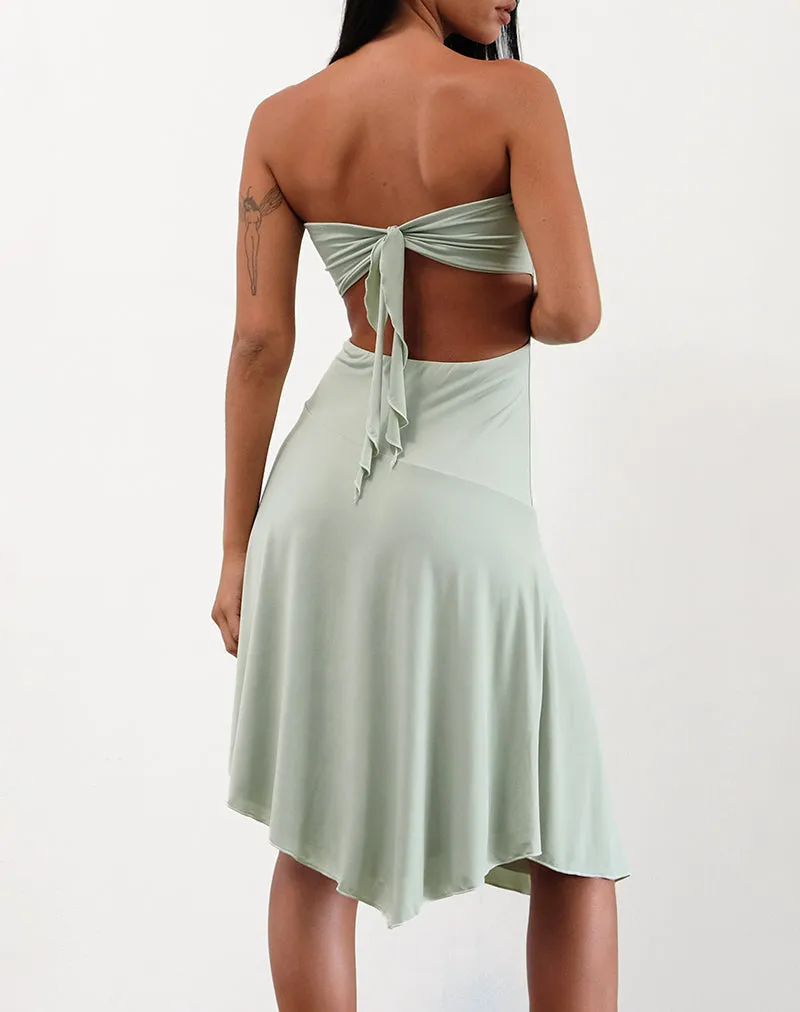 Akira Bandeau Midi Dress in Slinky Sage sold by Motel Rocks product image thumbnail 2