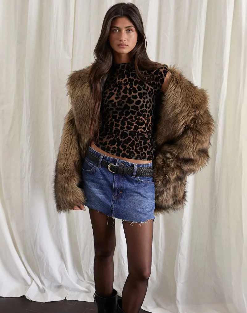 Nova Top in Flock Mesh Rar Leopard sold by Motel Rocks product image thumbnail 2