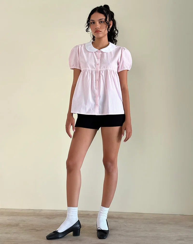 Immy Top in Small Stripe Vertical Candy Pink sold by Motel Rocks product image thumbnail 4