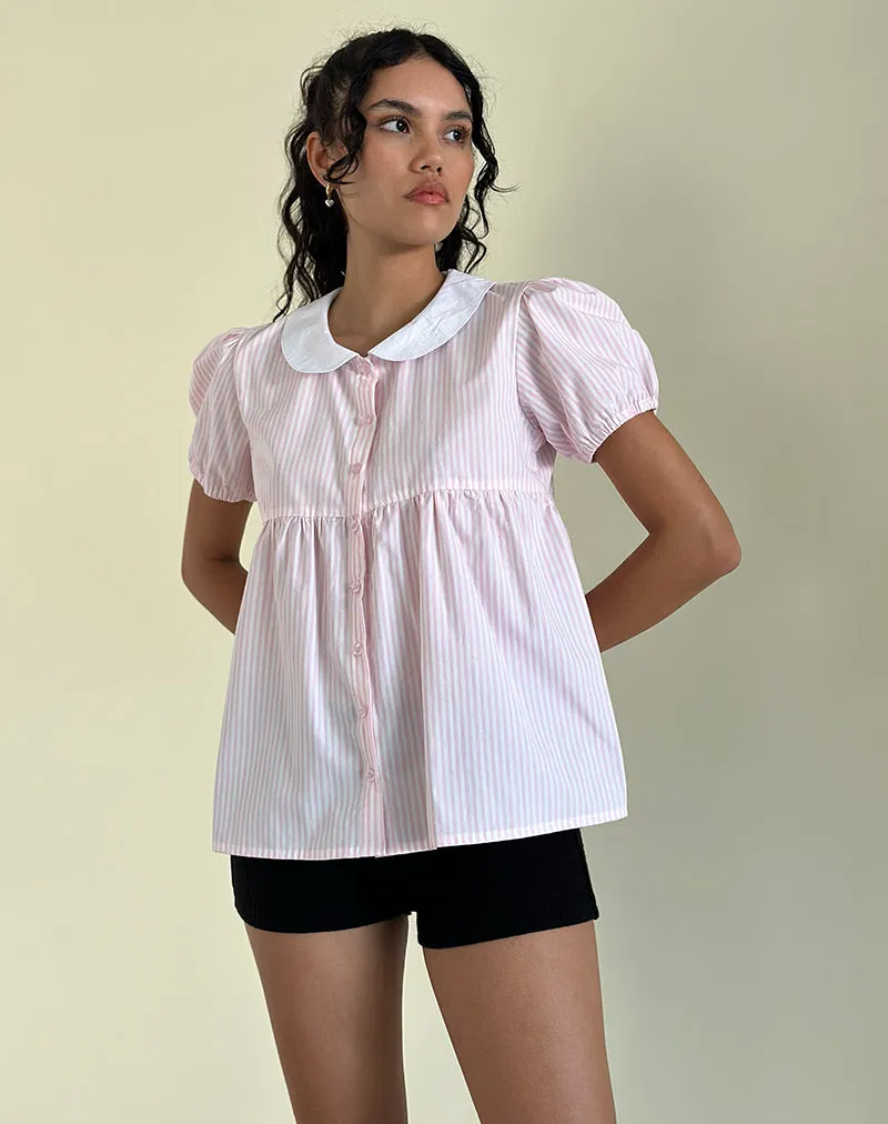 Immy Top in Small Stripe Vertical Candy Pink sold by Motel Rocks product image thumbnail 2