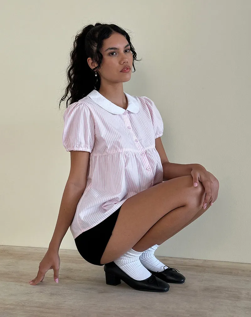 Immy Top in Small Stripe Vertical Candy Pink sold by Motel Rocks product image thumbnail 3