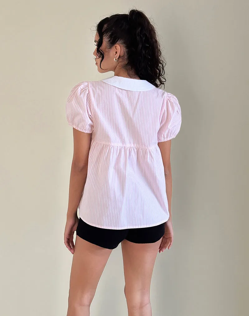 Immy Top in Small Stripe Vertical Candy Pink sold by Motel Rocks product image thumbnail 5