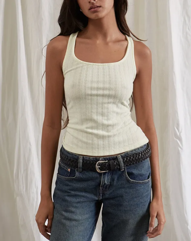 Kalinda Vest Top in Pointelle Ivory sold by Motel Rocks
